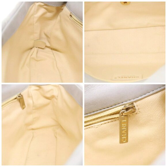 CHANEL Lamb Skin Matelasse Double Chain Shoulder Bag Gray CC Auth - Picture 16 of 16